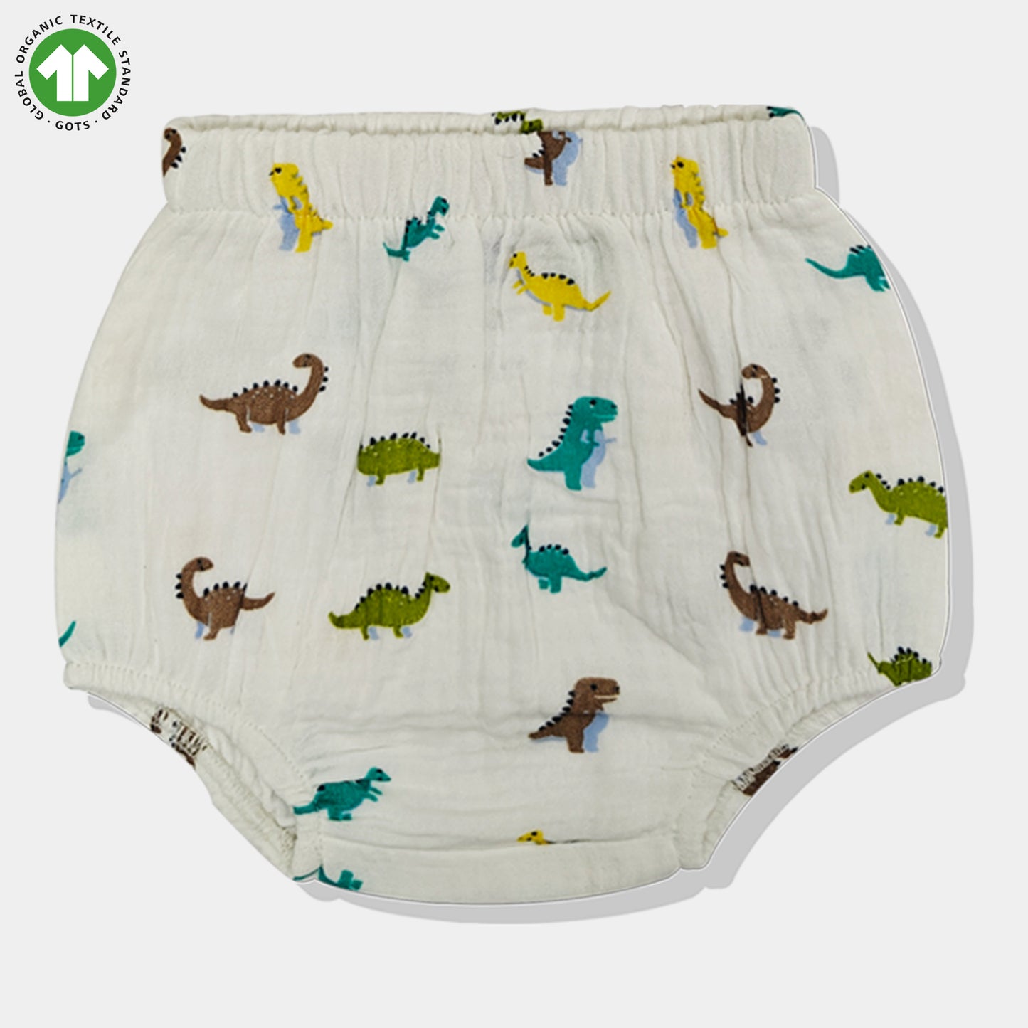 Bamoki 100% GOTS-Certified Cotton Romper (Jhabla) Style for Boys & Girls Dyed with 100% GOTS Dyes with Dianosour Print