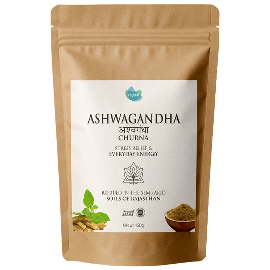 Vegetal Ashwagandha Churna | 150g | 100% Organic | Stress Relief, Strength & Stamina, Better Sleep & Hormonal Balance | No Preservatives or Artificial Colors | From Rajasthan’s Semi-Arid Soils