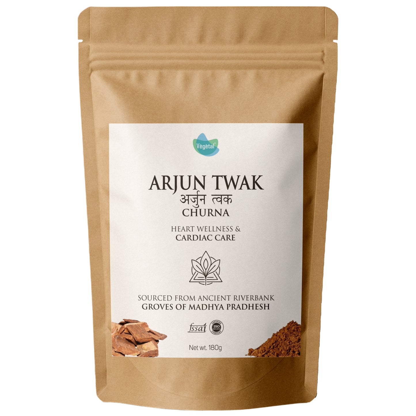 Vegetal Arjun Twak Churna | 100% Pure Arjuna Bark Powder | Heart Wellness, Cardiac Support, Blood Pressure & Cholesterol Care | Antioxidant-Rich Herbal Supplement (180g)
