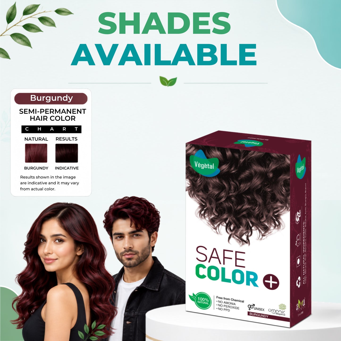 Safe Color Burgundy for Hair Dye - Chemical Free Hair Color