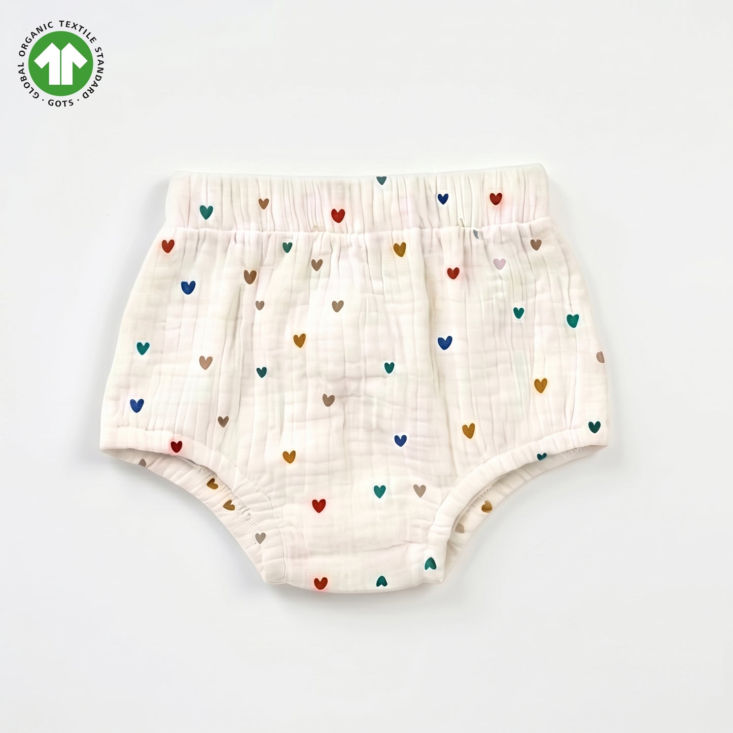 Bamoki 100% GOTS-Certified Cotton Romper (Jhabla) Style for Boys & Girls Dyed with 100% Organic Dyes with Heart Print