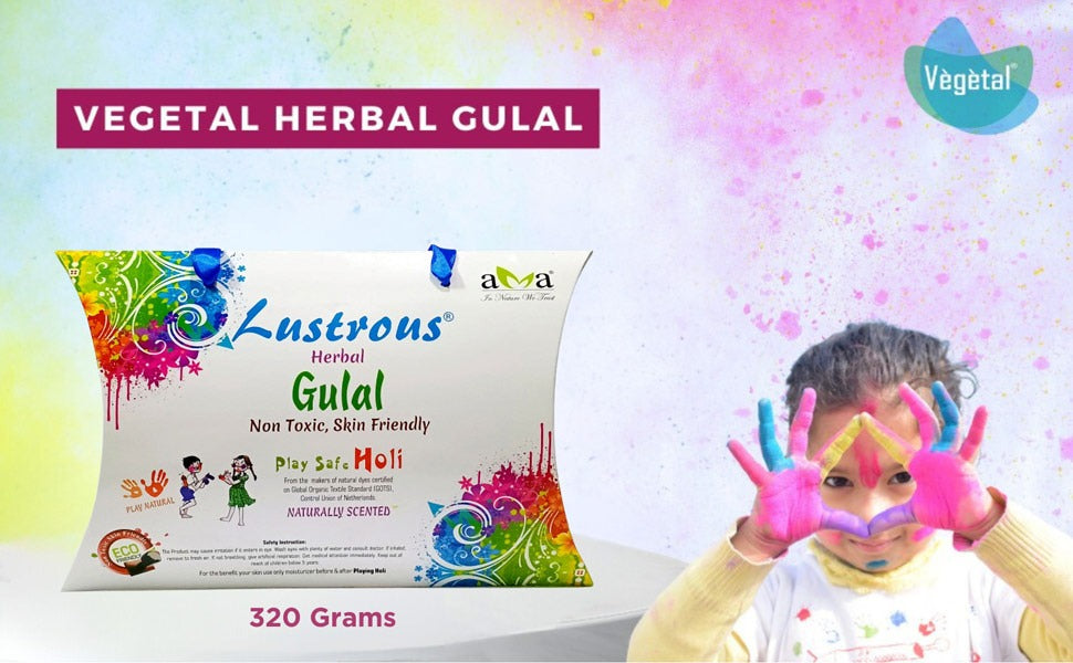 Vegetal Lustrous Natural Holi Colours Herbal Gulal (Red, Pink, Green, Yellow, Blue)