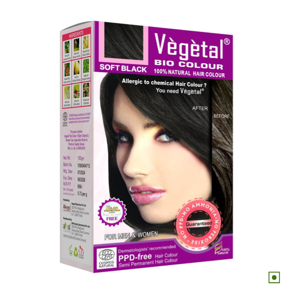 Vegetal hair soft black colour
