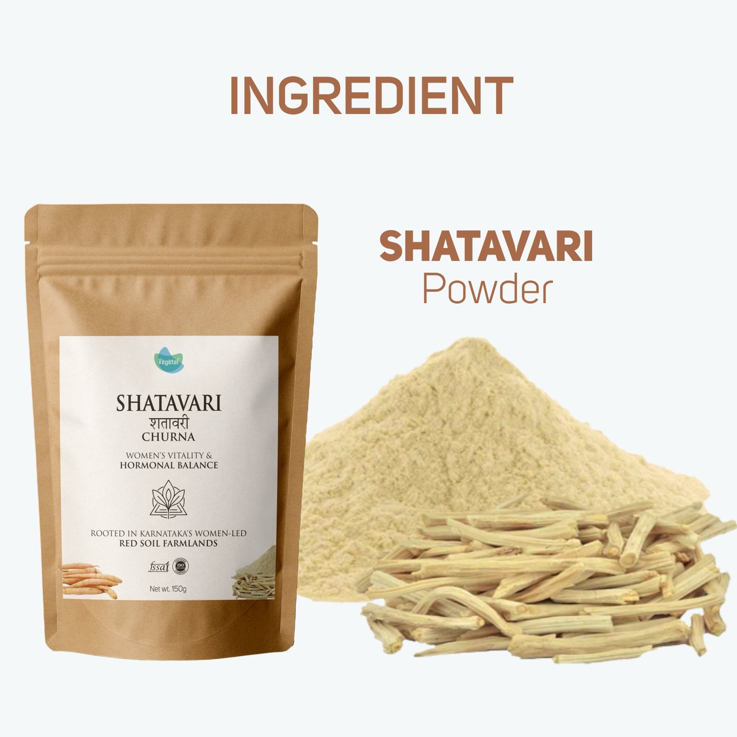 Vegetal Shatavari Churna - Ayurvedic Powder for Women's Vitality, Hormonal Balance, and Lactation Support, 150g