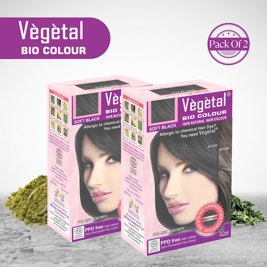 Vegetal Bio Colour Soft Black - PPD and Ammonia Free Hair Colour |150g (Pack of 2)