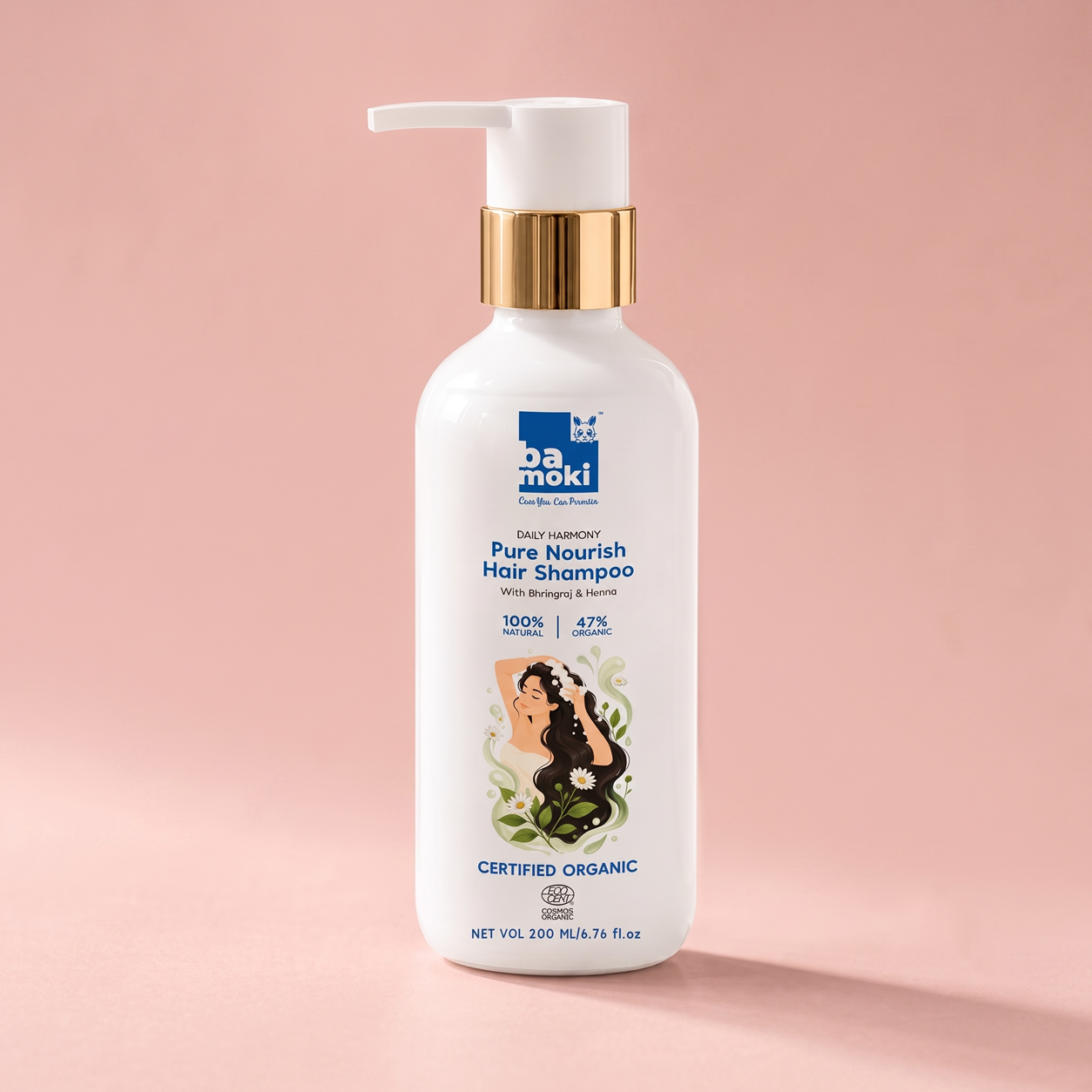Bamoki Pure Nourish Hair Shampoo With Bhringraj & Henna 100% Natural, 47% Organic