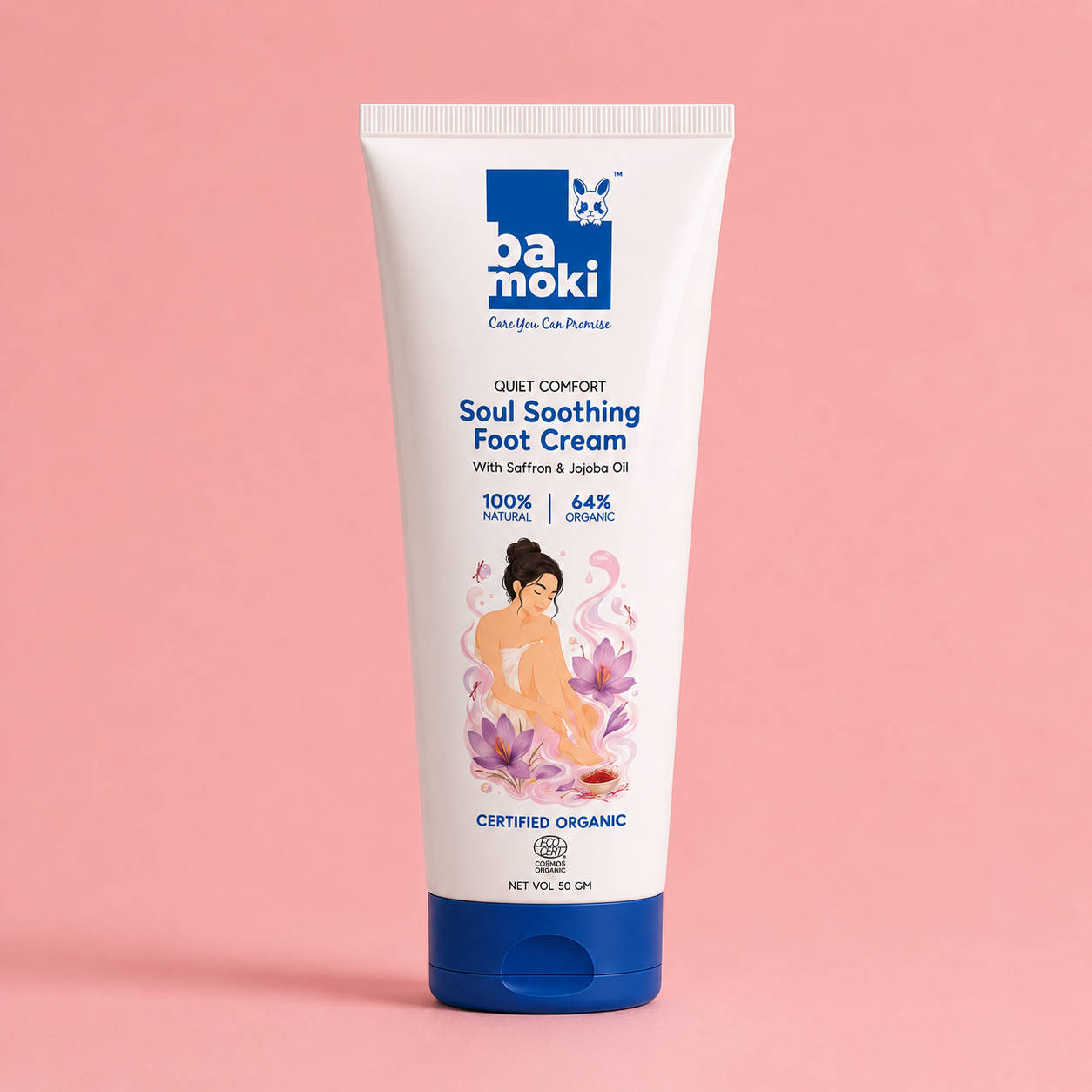 Bamoki Soul Soothing Foot Cream With Saffron & Jojoba Oil 100% Natural, 64% Organic