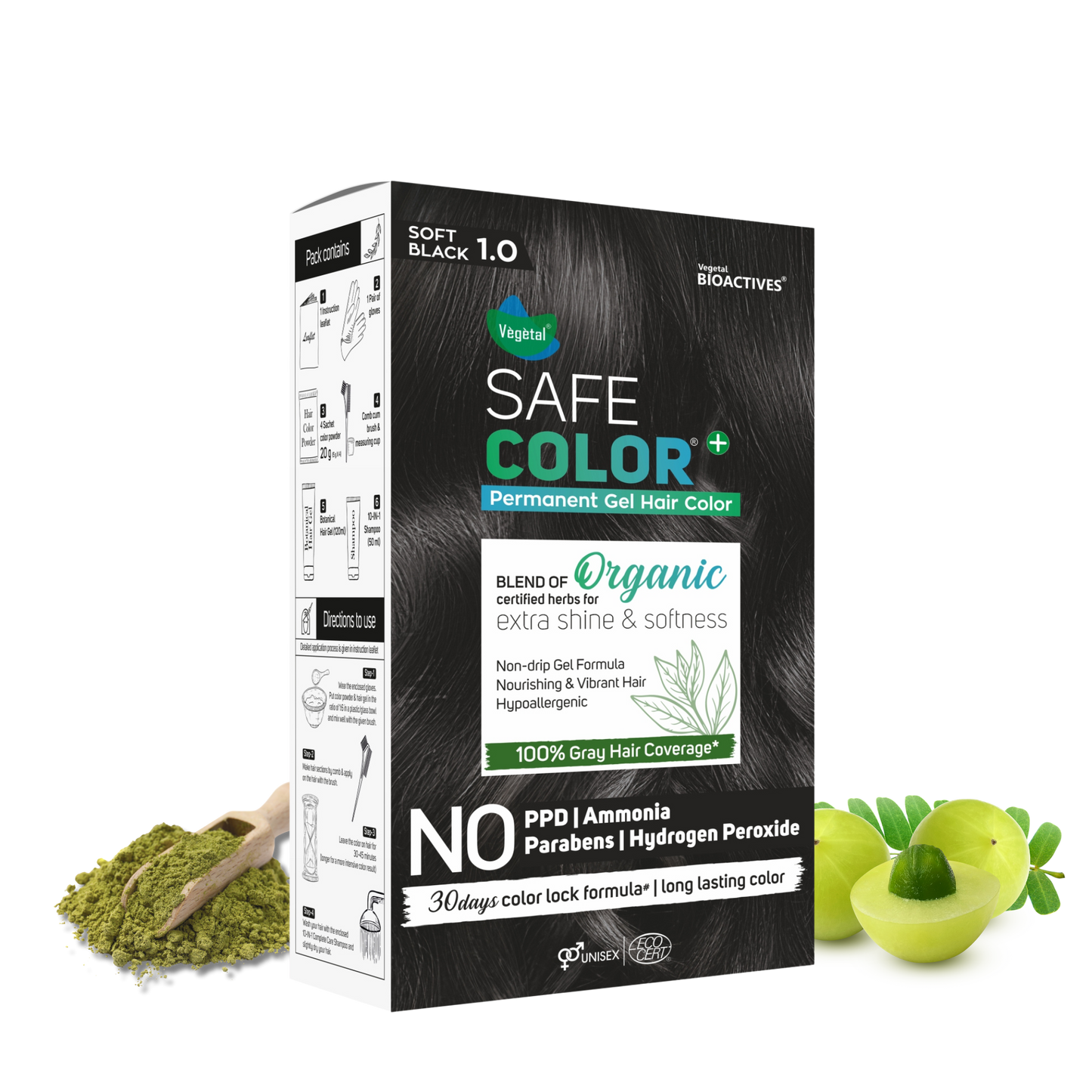 Vegetal Safe Color+ Soft Black - Permanent Gel Hair Color