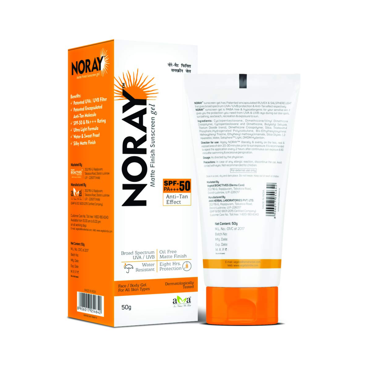 Vegetal Noray Matte Finish Broad Spectrum Sunscreen Gel