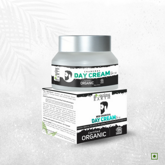 AMAzing EARTH Charcoal Day Cream for Men  - Certified Organic Day Cream