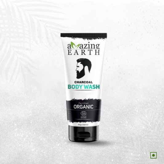 AMAzing EARTH Charcoal Body Wash for Men - Certified Organic Body Wash