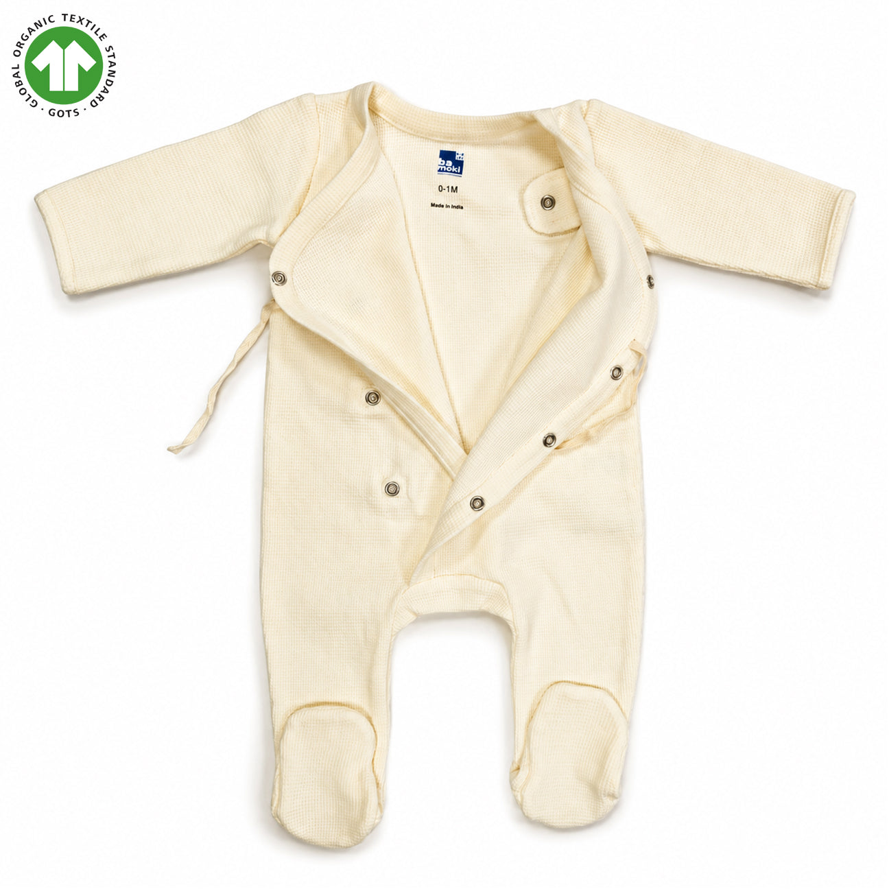 BamoKi 100% Cotton Waffle Kimono Footed Sleepsuit for babies - 240 GSM