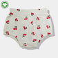 Bamoki Baby Girls Off White Cherry Pattern & Bloomer 2-Piece Set - Mandarin Red, Rolling Hills Organic Cotton Gauze with Red Cherry Print.