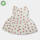 Bamoki Baby Girls Off White Cherry Pattern & Bloomer 2-Piece Set - Mandarin Red, Rolling Hills Organic Cotton Gauze with Red Cherry Print.