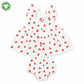 Bamoki Baby Girls Off White Cherry Pattern Frock & Bloomer 2-Piece Set - Mandarin Red, Rolling Hills Organic Cotton Gauze with Red Cherry Print.