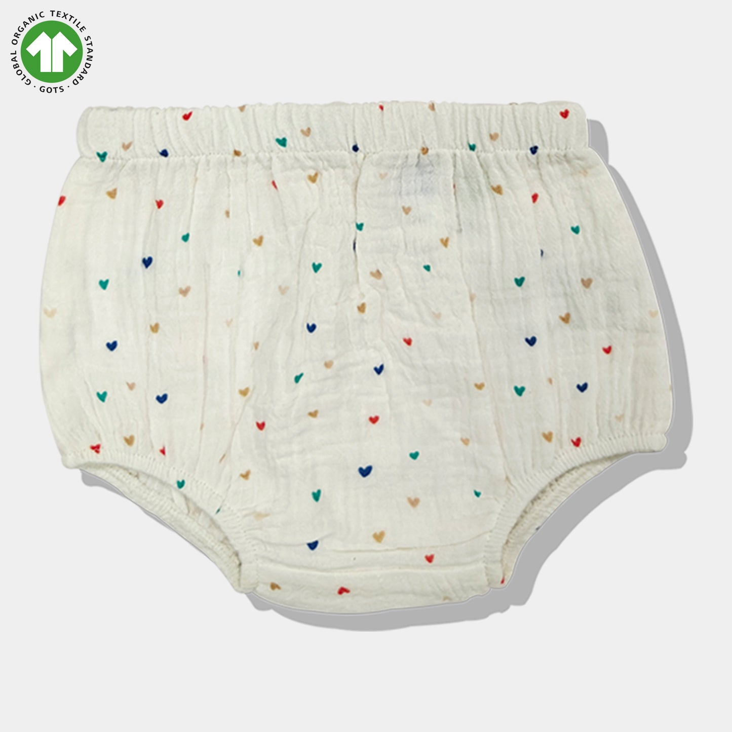 Bamoki 100% GOTS-Certified Cotton Romper (Jhabla) Style for Boys & Girls Dyed with 100% Organic Dyes with Heart Print