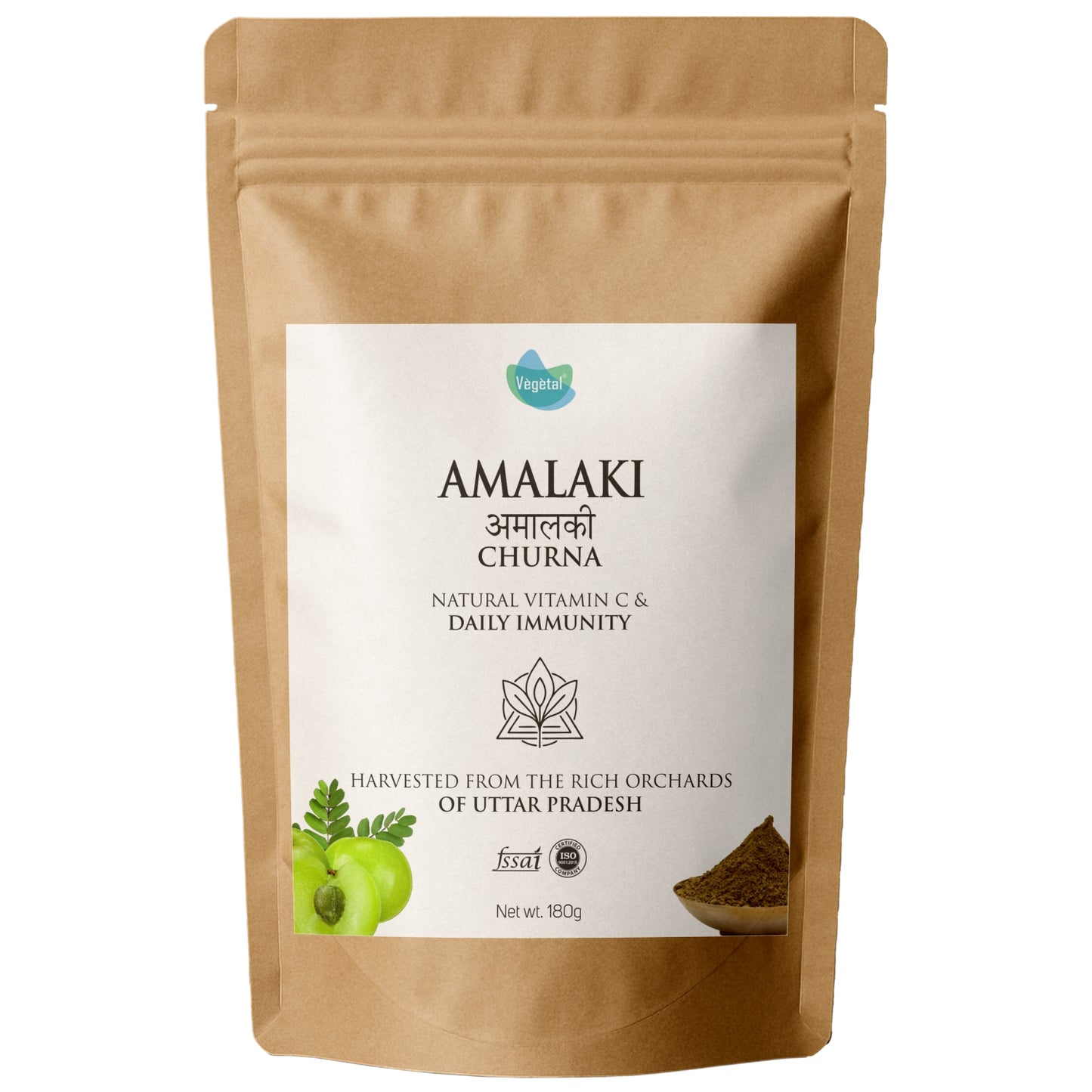 Vegetal Amalaki Churna Powder 180g | Pure Amla Powder for Immunity Boost, Natural Vitamin C, Skin & Hair Health, Detox & Digestion Support | 100% Natural & Vegan | Harvested from Uttar Pradesh Orchards