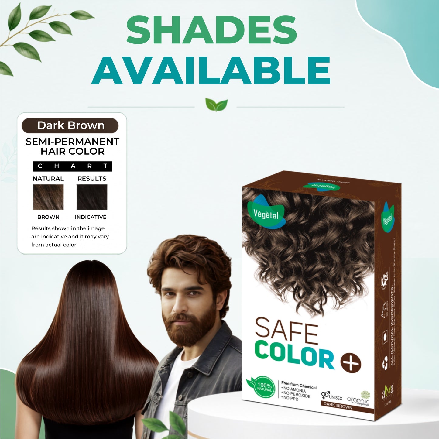 Vegetal Safe & Organic Dark Brown Hair Color | No Ammonia, No PPD, No Damage