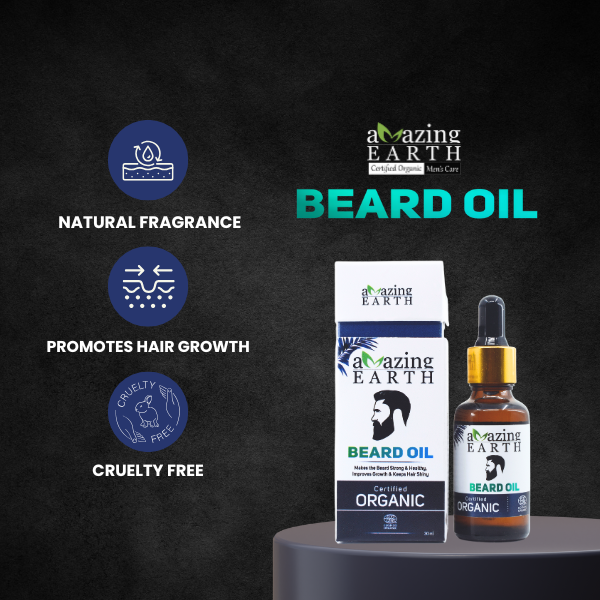 AMAzing EARTH Beard Oil – Best Beard Growth Oil for Men - Certified Organic