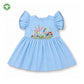 Bamoki™ GOTS-Certified Dutch Canal Floral Jungle Embroidered Frock & Bloomer Set for Baby Girls