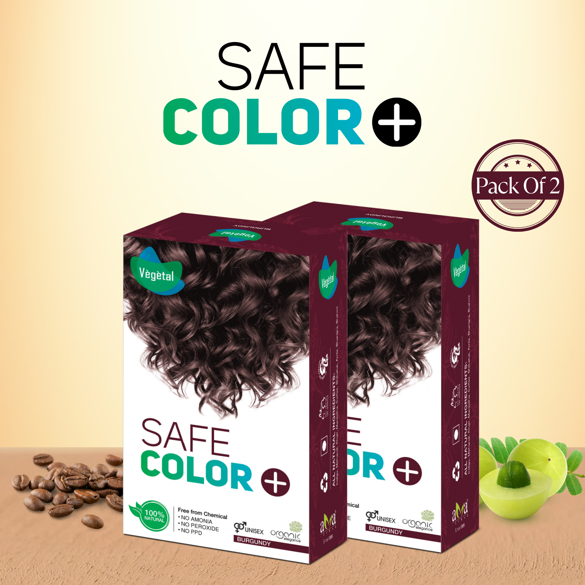 Safe Color Plus Safe Hair Color for Women | Organic Burgundy Hair Color - Vegetal Shop