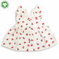 Bamoki Baby Girls Off White Cherry Pattern Frock & Bloomer 2-Piece Set - Mandarin Red, Rolling Hills Organic Cotton Gauze with Red Cherry Print.