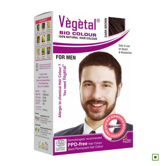 Vegetal Bio Colour Dark Brown For Men - 25g | PPD & Ammonia Free | Recommended by Dermatologists