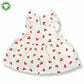 Bamoki Baby Girls Off White Cherry Pattern Frock & Bloomer 2-Piece Set - Mandarin Red, Rolling Hills Organic Cotton Gauze with Red Cherry Print.