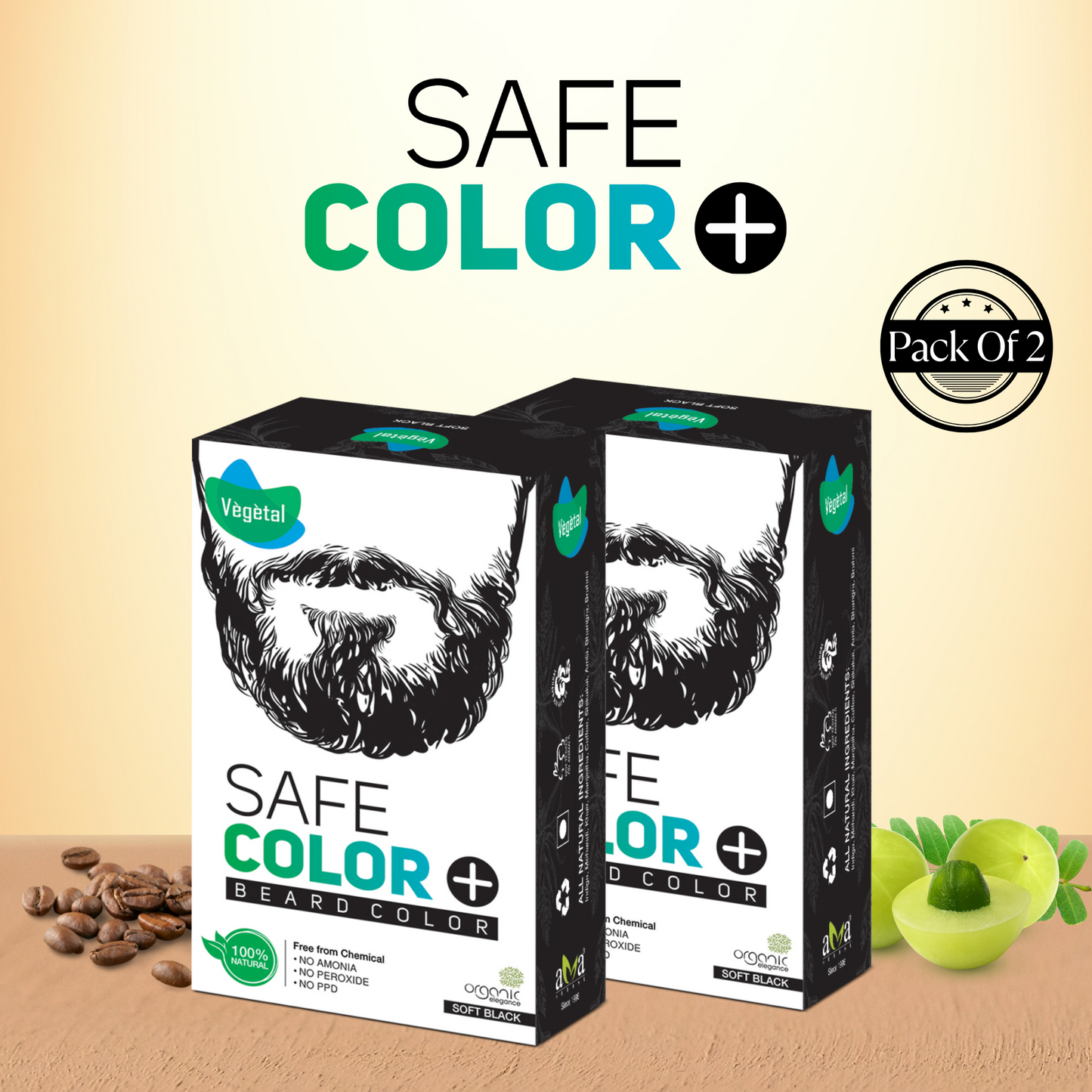 Vegetal Safe Hair Color -Soft Black 25gm (Pack of 2)