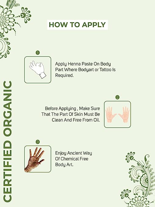 Vegetal Certified Organic Mehandi Cone 100% Natural Mehandi (Henna) for Feets and Hands