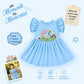 Bamoki™ GOTS-Certified Dutch Canal Floral Jungle Embroidered Frock & Bloomer Set for Baby Girls
