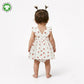 Bamoki Baby Girls Off White Cherry Pattern & Bloomer 2-Piece Set - Mandarin Red, Rolling Hills Organic Cotton Gauze with Red Cherry Print.