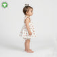Bamoki Baby Girls Off White Cherry Pattern & Bloomer 2-Piece Set - Mandarin Red, Rolling Hills Organic Cotton Gauze with Red Cherry Print.