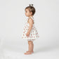 Bamoki Baby Girls Off White Cherry Pattern & Bloomer 2-Piece Set - Mandarin Red, Rolling Hills Organic Cotton Gauze with Red Cherry Print.