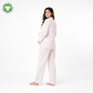 Bamoki Women’s Heart Print 100% GOTS-certified Organic Cotton Fabric PJ Set – White & Cherry Red | Straight-Leg Trousers
