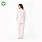 Bamoki Women’s Heart Print 100% GOTS-certified Organic Cotton Fabric PJ Set – White & Cherry Red | Straight-Leg Trousers
