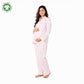 Bamoki Women’s Heart Print 100% GOTS-certified Organic Cotton Fabric PJ Set – White & Cherry Red | Straight-Leg Trousers
