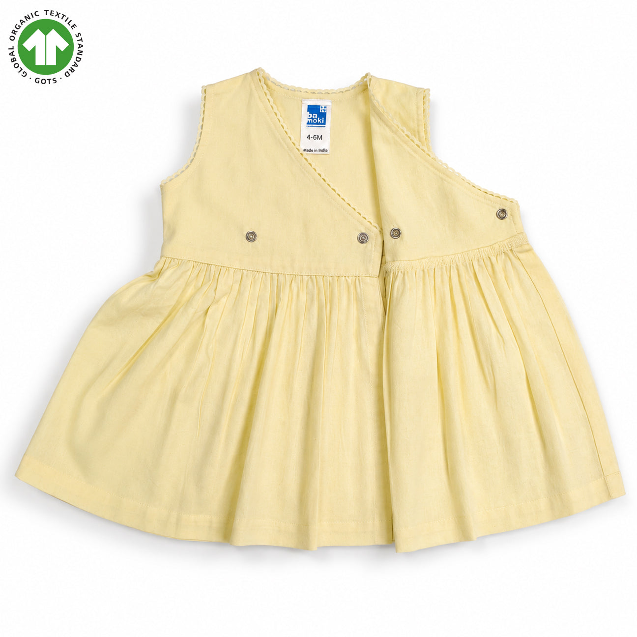 BaMoKi GOTS Certified White Asparagus Frock & Bloomer Set with Floral Bicycle Embroidery
