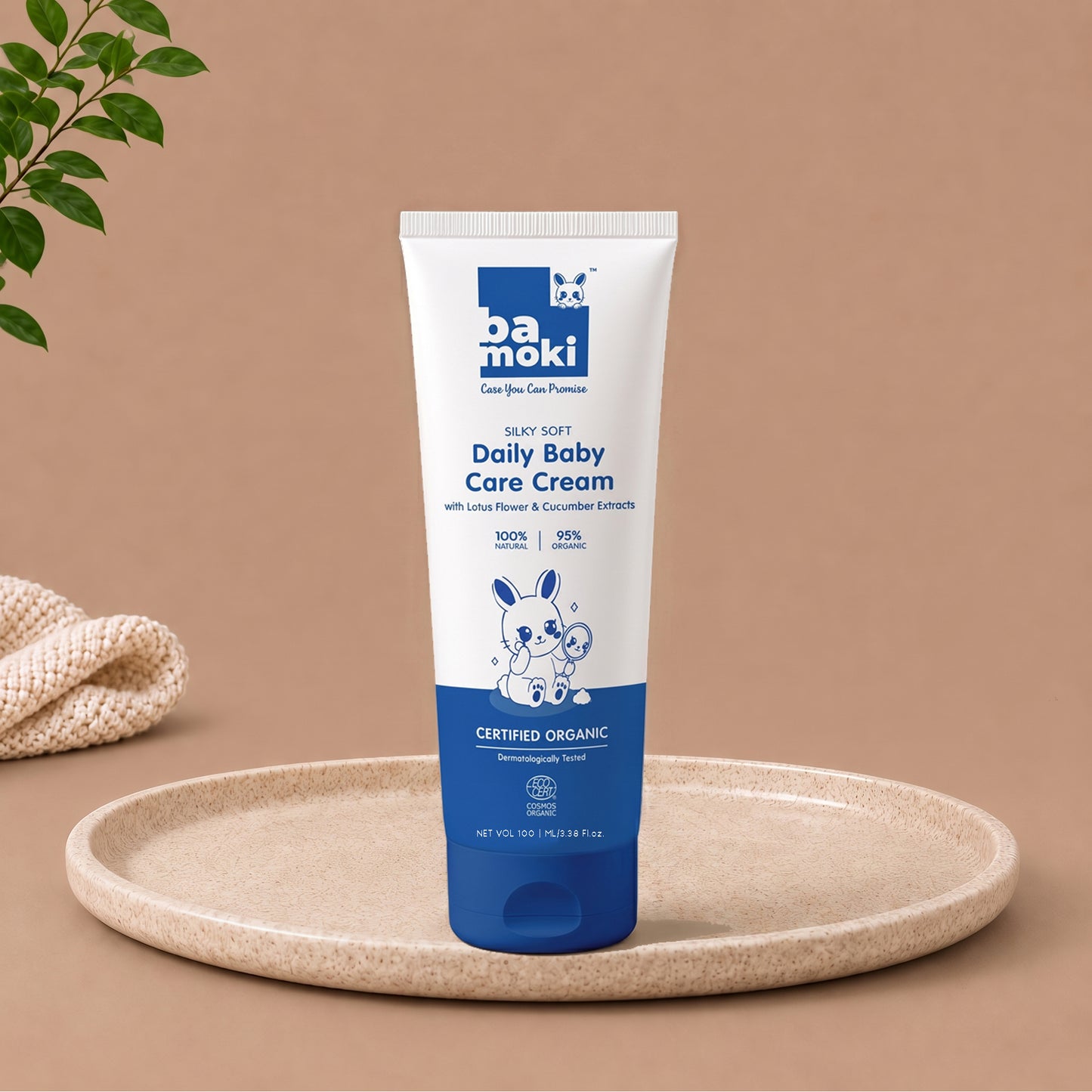Bamoki SILKY SOFT DAILY BABY CARE CREAM With Lotus Flower and Cucumber Extracts 100% Natural, 95% Organic