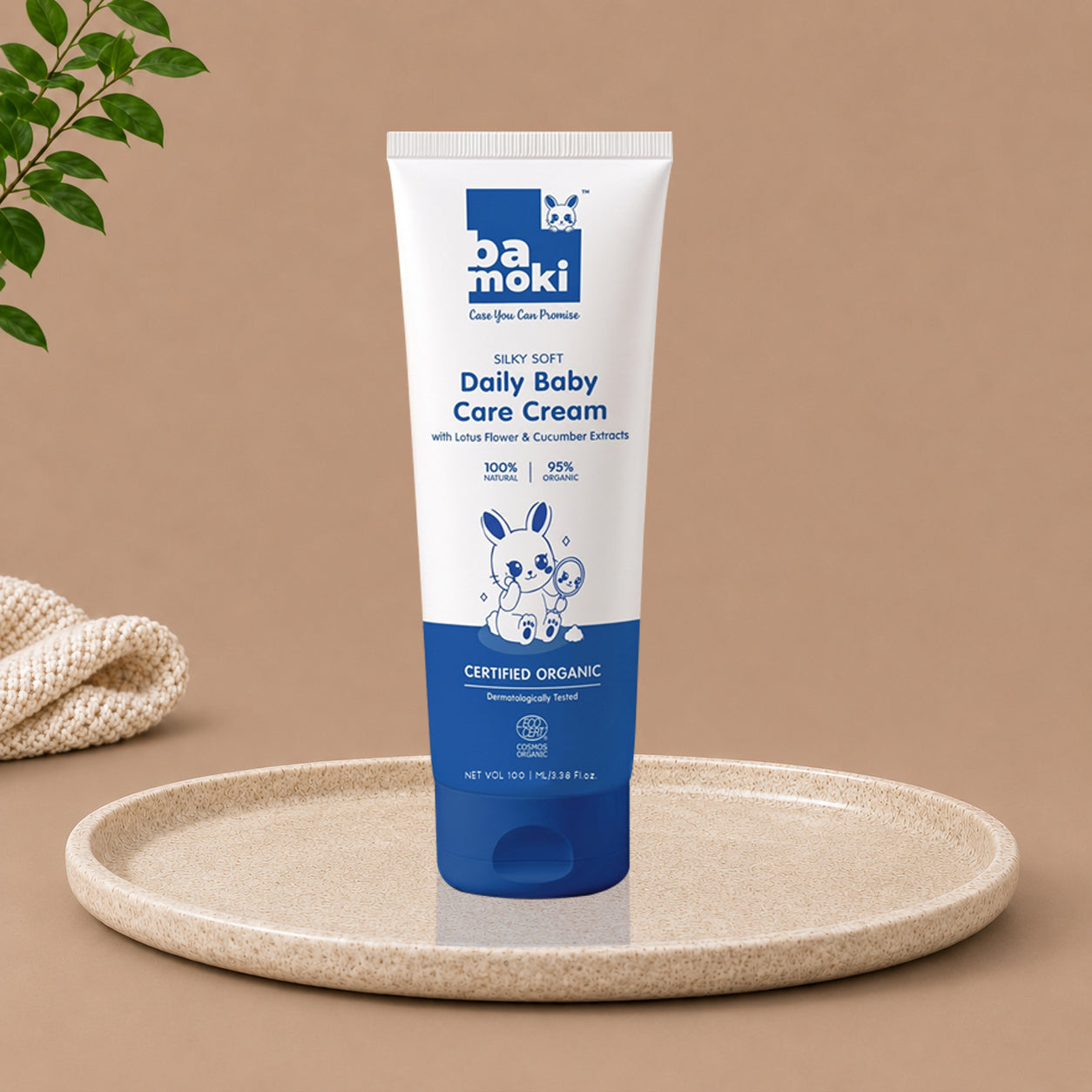 Bamoki SILKY SOFT DAILY BABY CARE CREAM With Lotus Flower and Cucumber Extracts 100% Natural, 95% Organic