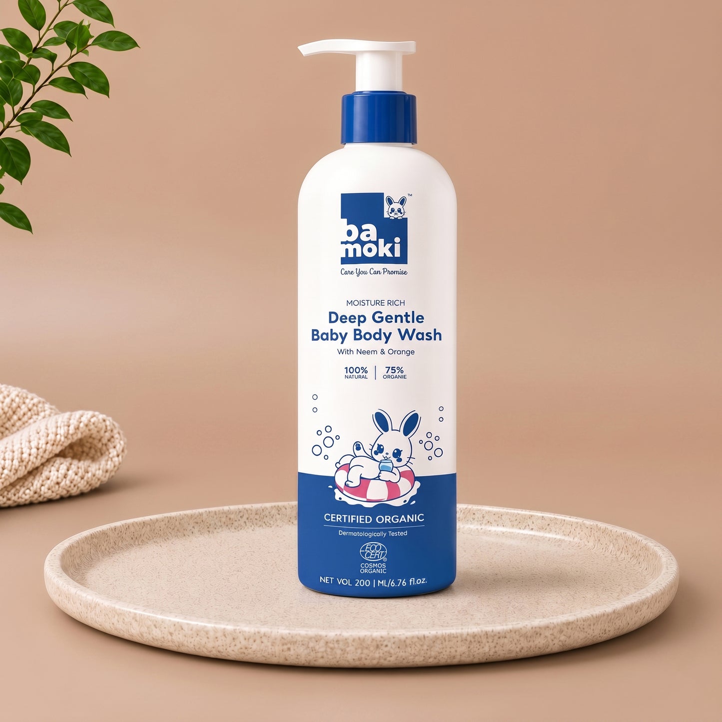 Bamoki MOISTURE RICH Deep Gentle Baby Body Wash With Neem & Orange 100% NATURAL, 75% ORGANIC Tear-Free Formula
