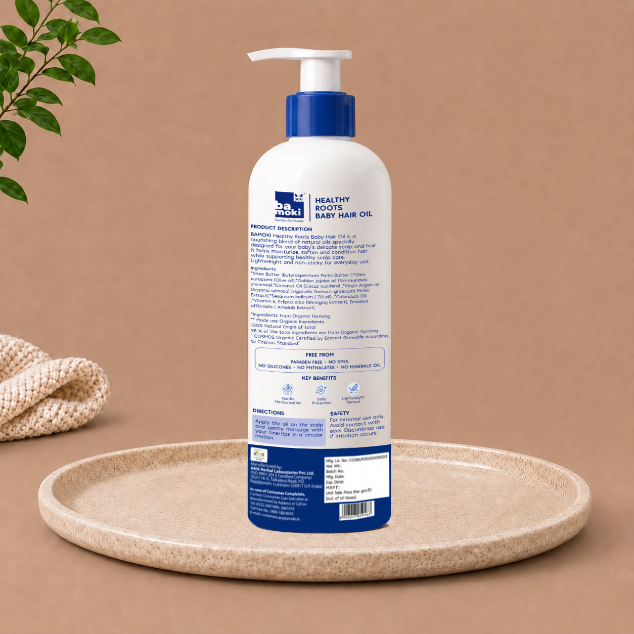 Bamoki SILKY SOFT Healthy Roots Baby Hair Oil 100ml With Bhringraj & Amla Extracts 100% NATURAL, 98% ORGANIC