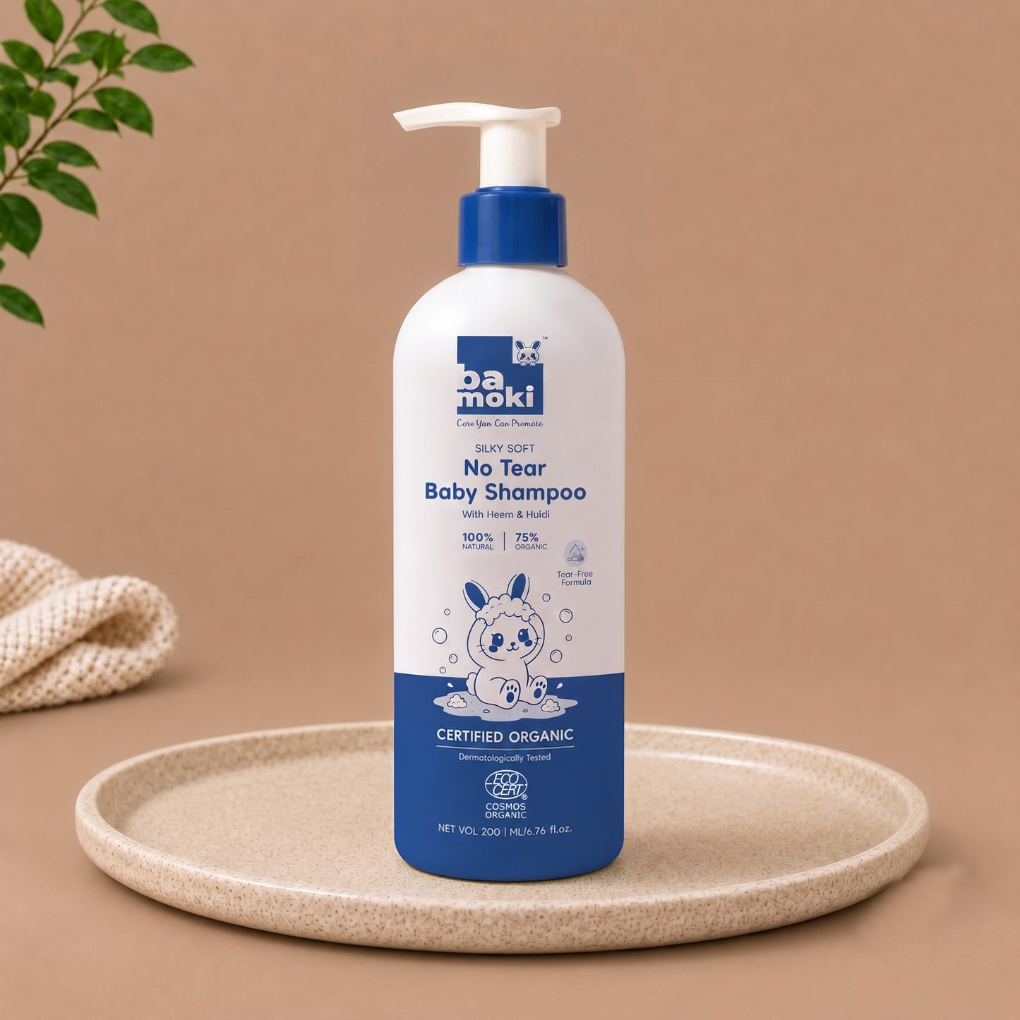 Bamoki SILKY SOFT No-Tear Baby Shampoo 200ml With Neem & Haldi 100% NATURAL, 75% ORGANIC