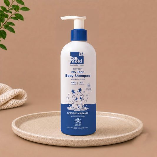 Bamoki SILKY SOFT No-Tear Baby Shampoo 200ml With Neem & Haldi 100% NATURAL, 75% ORGANIC