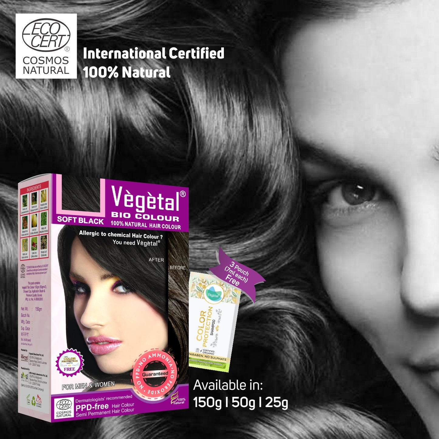 Vegetal Bio Colour Soft Black - PPD and Ammonia Free Hair Colour