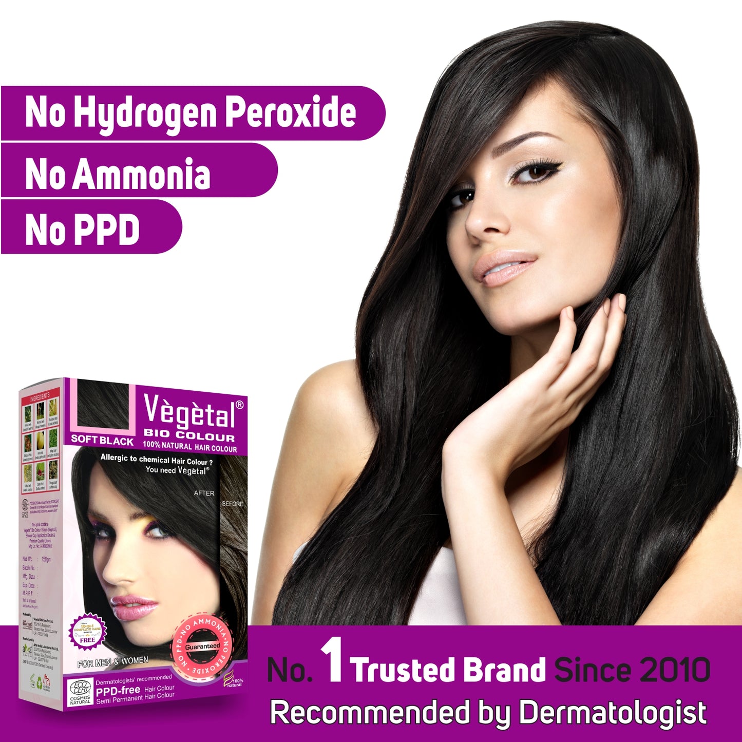 Vegetal Bio Colour Soft Black - PPD and Ammonia Free Hair Colour