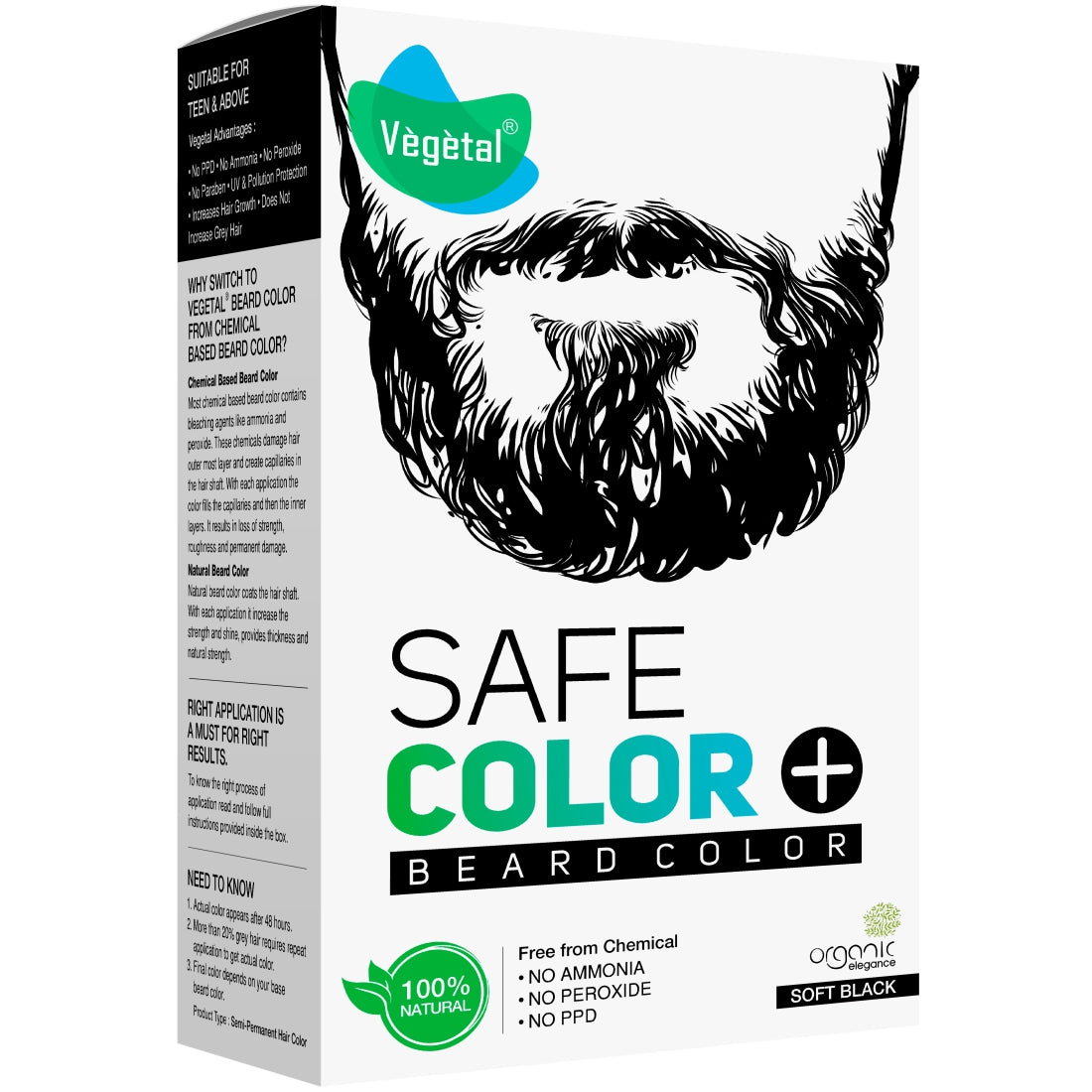 VEGETAL SAFE COLOR- SOFT BLACK FOR BEARD-25G