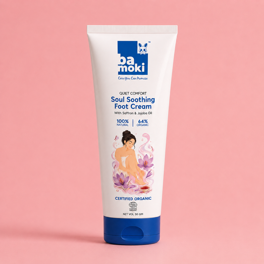 Bamoki Soul Soothing Foot Cream With Saffron & Jojoba Oil 100% Natural, 64% Organic