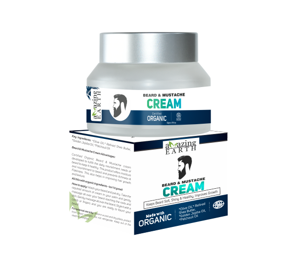 AMAzing EARTH Beard & Mustache Cream - Certified Organic beard growth cream