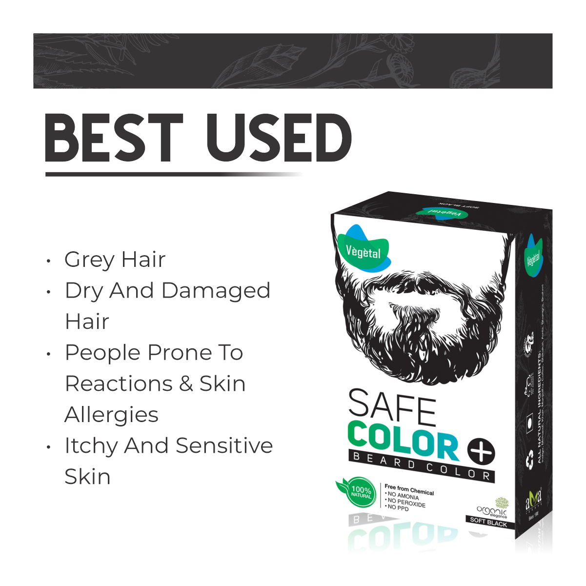 Vegetal Safe Beard Color for Hair Dye-Soft Black - 25G – Vegetal Shop